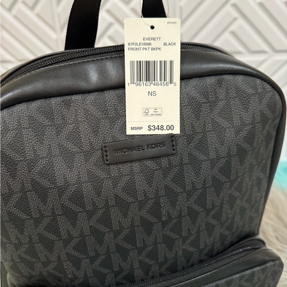 Michael Kors Signature EVERETT BLACK FRONT POCKET LARGE BACKPACK BAG UNISEX NEW - Picture 8 of 11